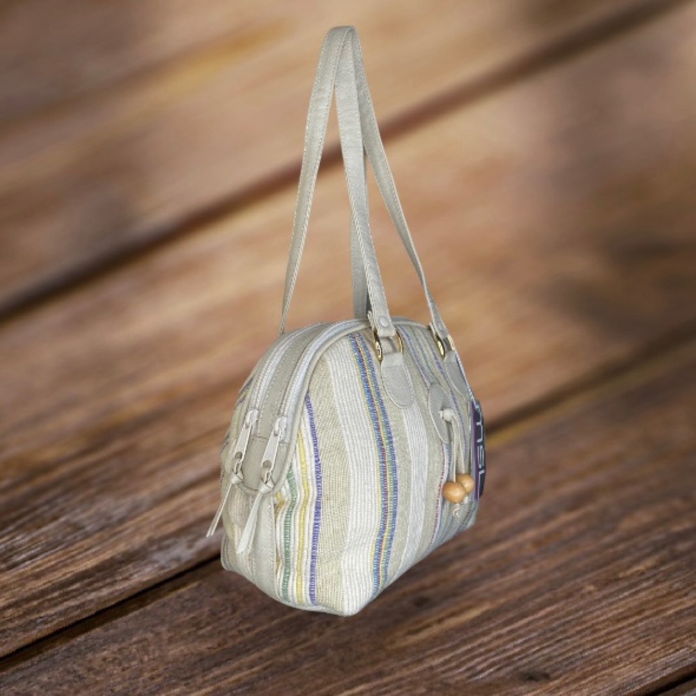NWT vintage style nubby woven striped bag - Picture 5 of 5